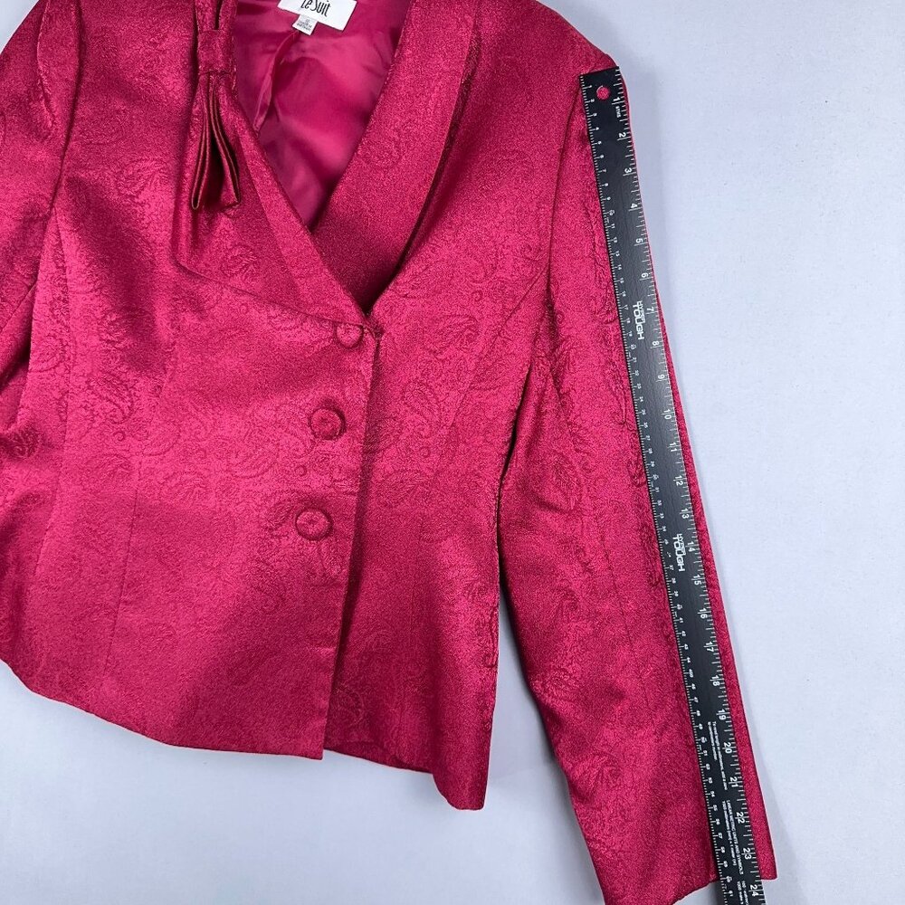 Le Suit Satin Blazer Jacket Womens Size 16 Paisley Cocktail Church Pink - Picture 6 of 11